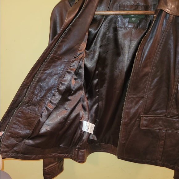 Eddie Bauer Womens Jacket Size Small Brown Lamb Leather Very Soft Full Zip - Picture 3 of 7
